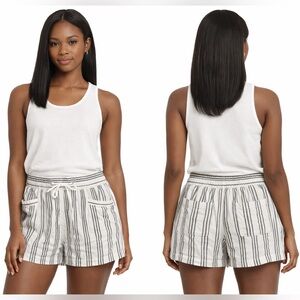 Gap High-Rise Linen Blend Striped Shorts Black & White Size L